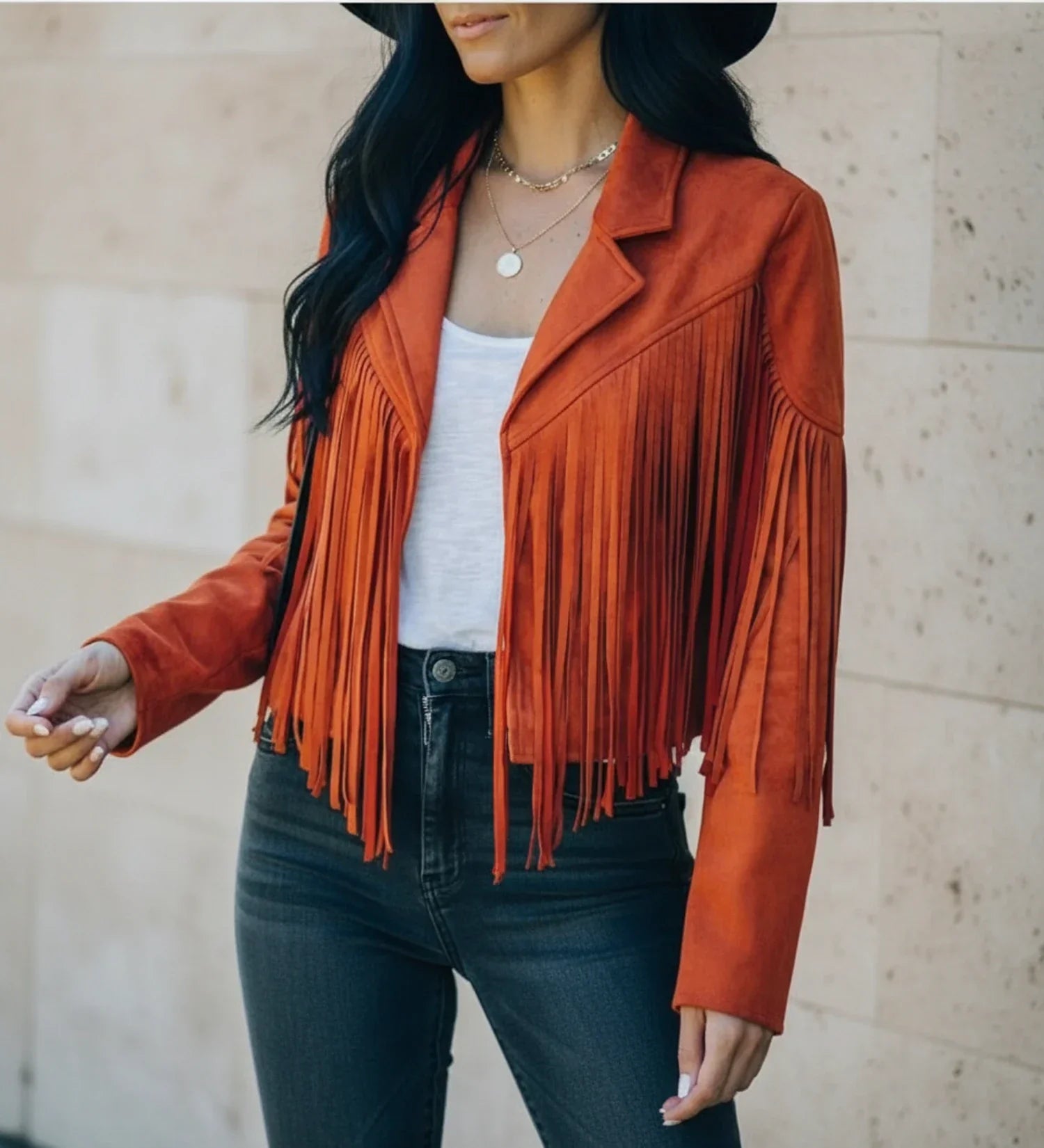 Ladies Fringed Motorcycle Jacket