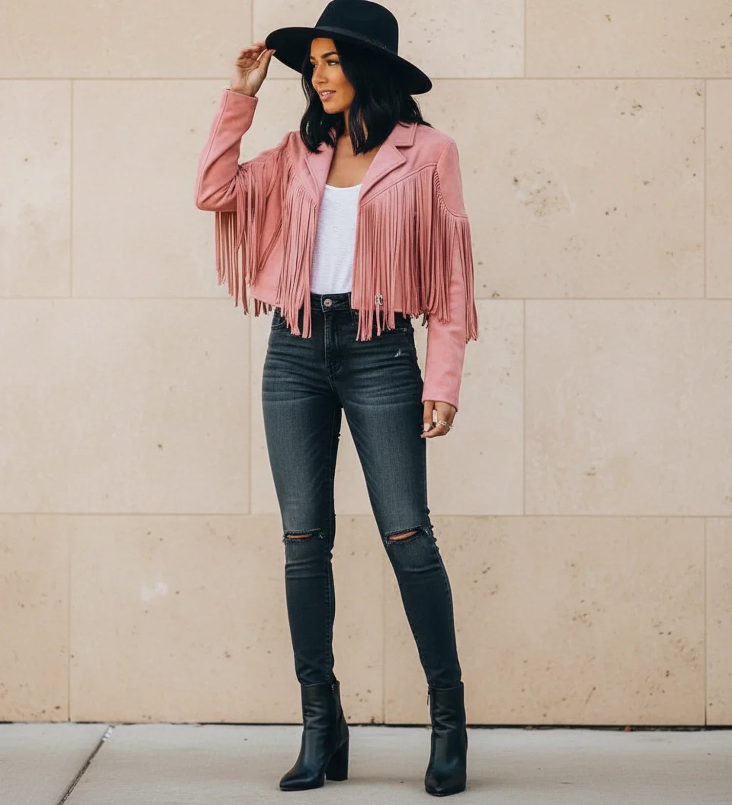 Ladies Fringed Motorcycle Jacket