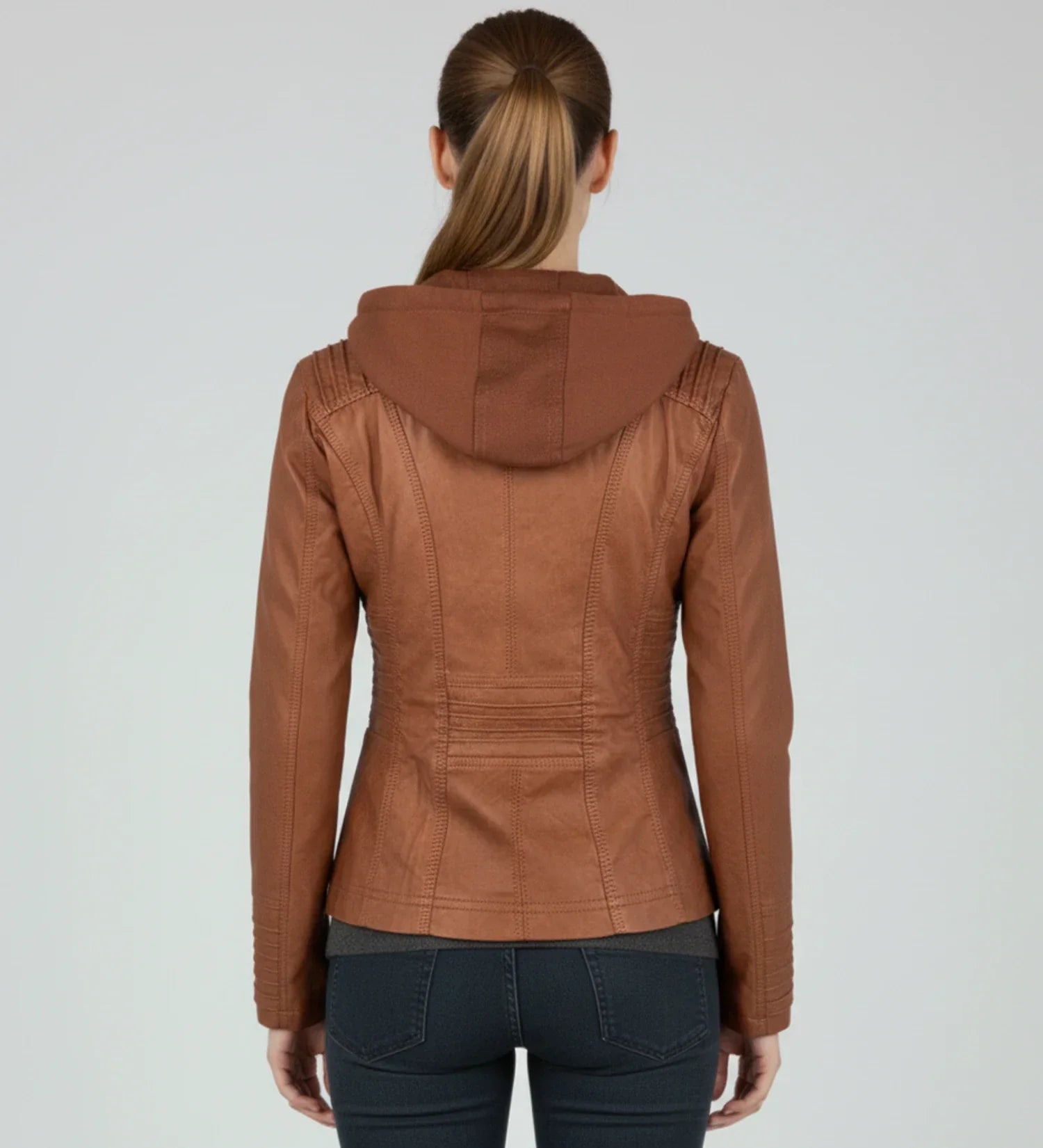 Ladies Fitted Hooded Motorcycle Jacket
