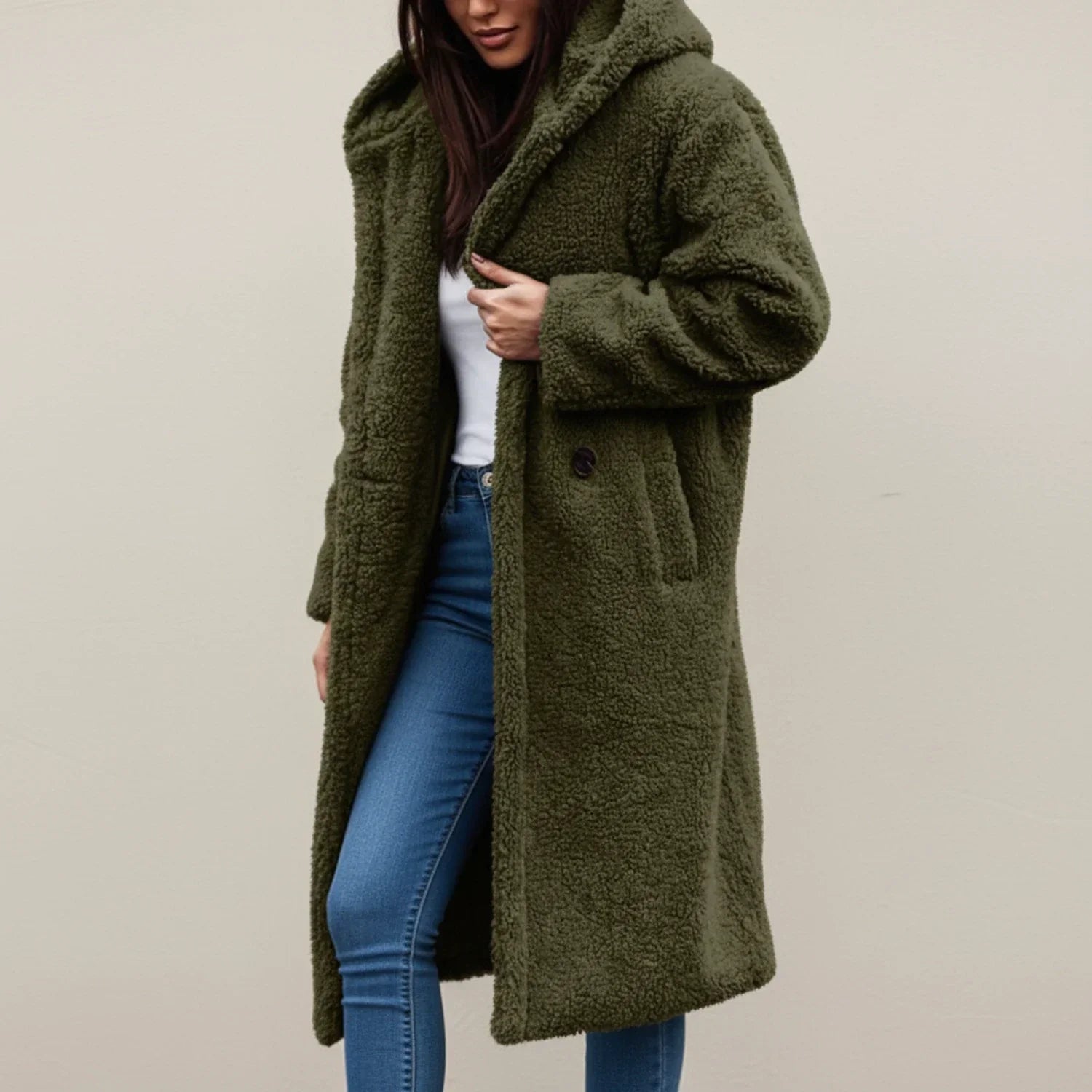 Ladies Long Hooded Teddy Winter Jacket