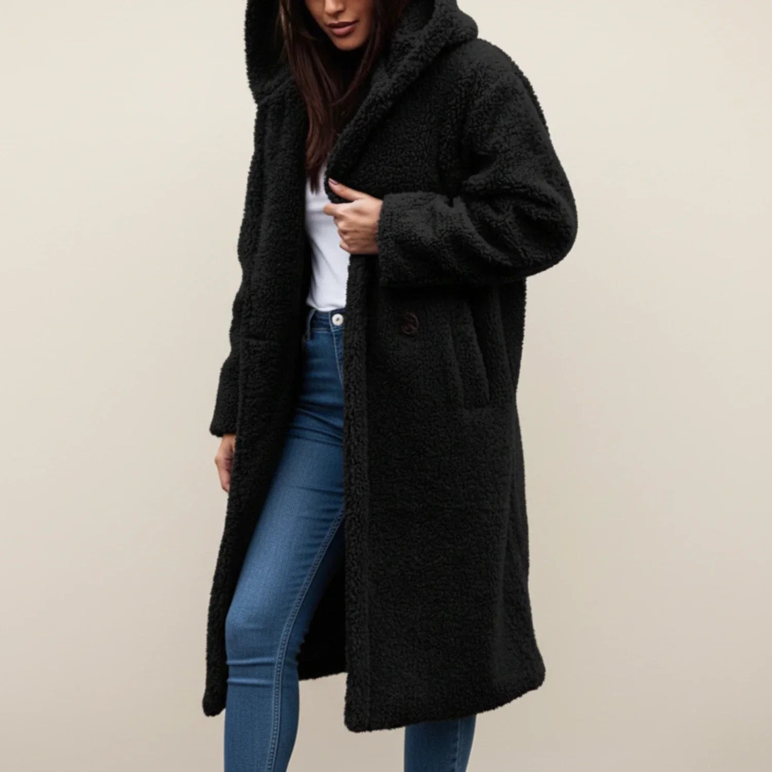 Ladies Long Hooded Teddy Winter Jacket