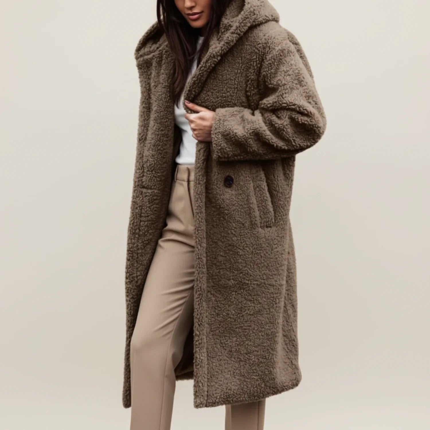 Ladies Long Hooded Teddy Winter Jacket