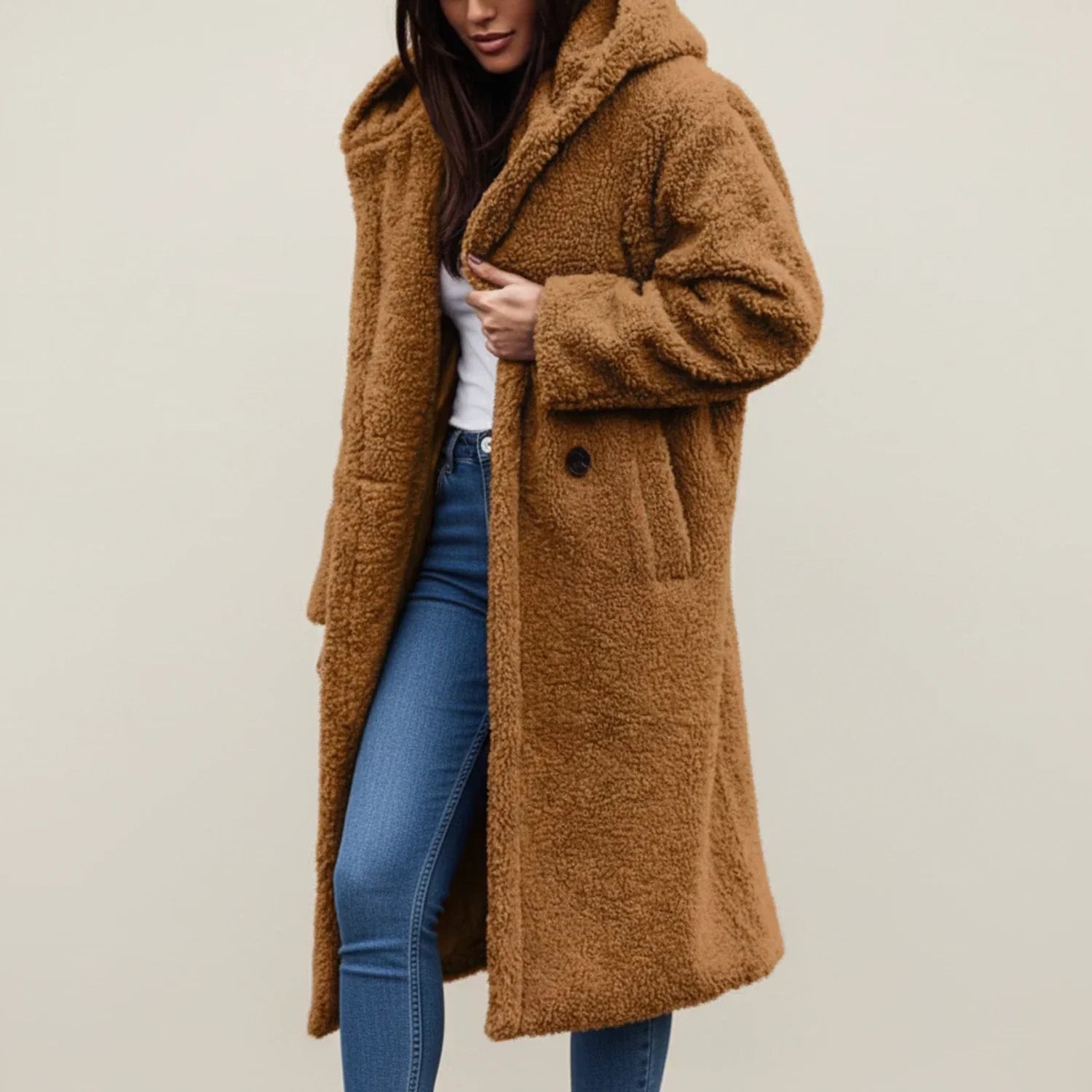 Ladies Long Hooded Teddy Winter Jacket