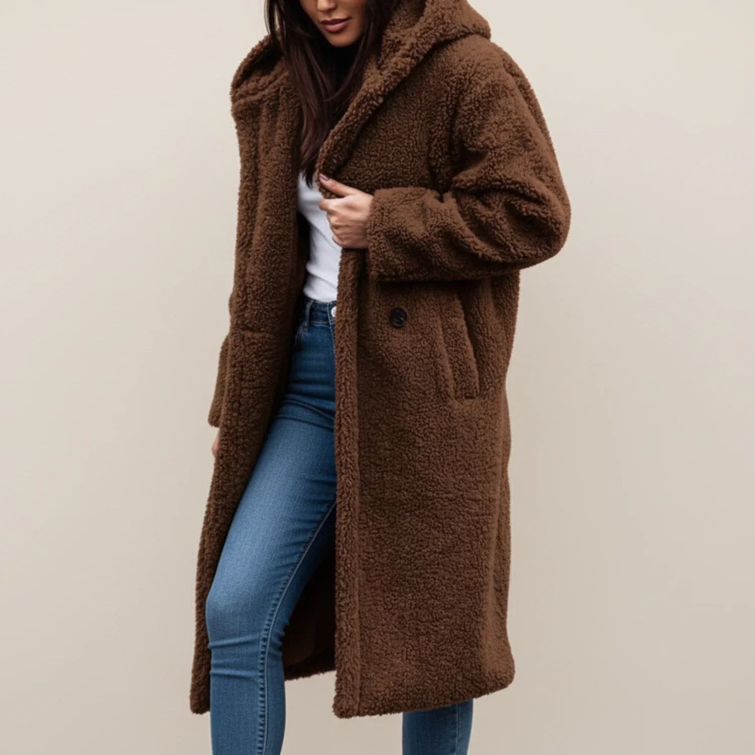 Ladies Long Hooded Teddy Winter Jacket