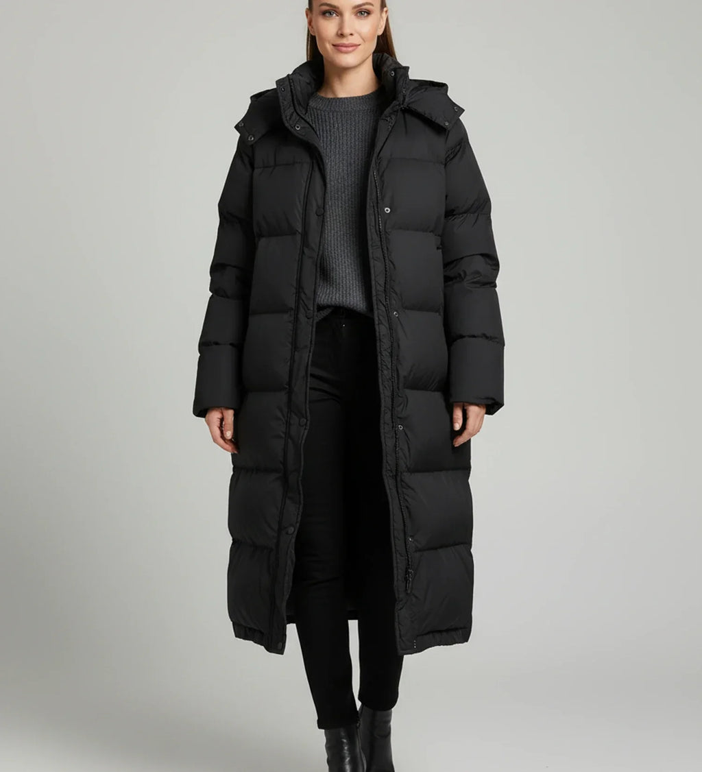 Ladies Long Hooded Puffer Jacket