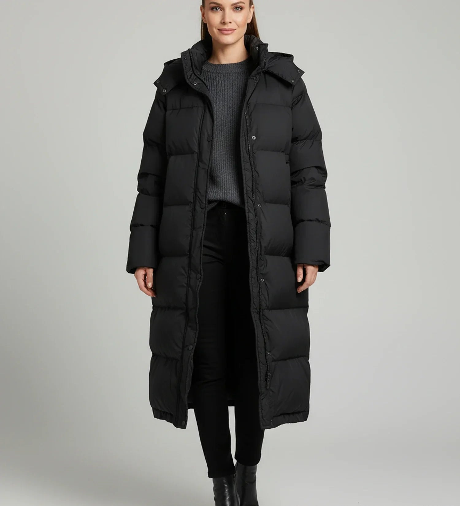Ladies Long Hooded Puffer Jacket