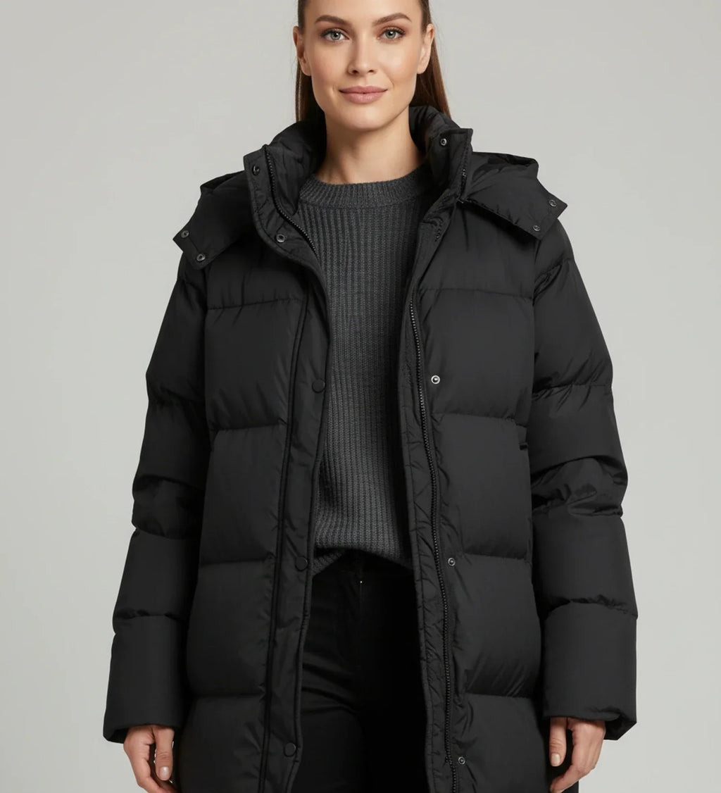 Ladies Long Hooded Puffer Jacket