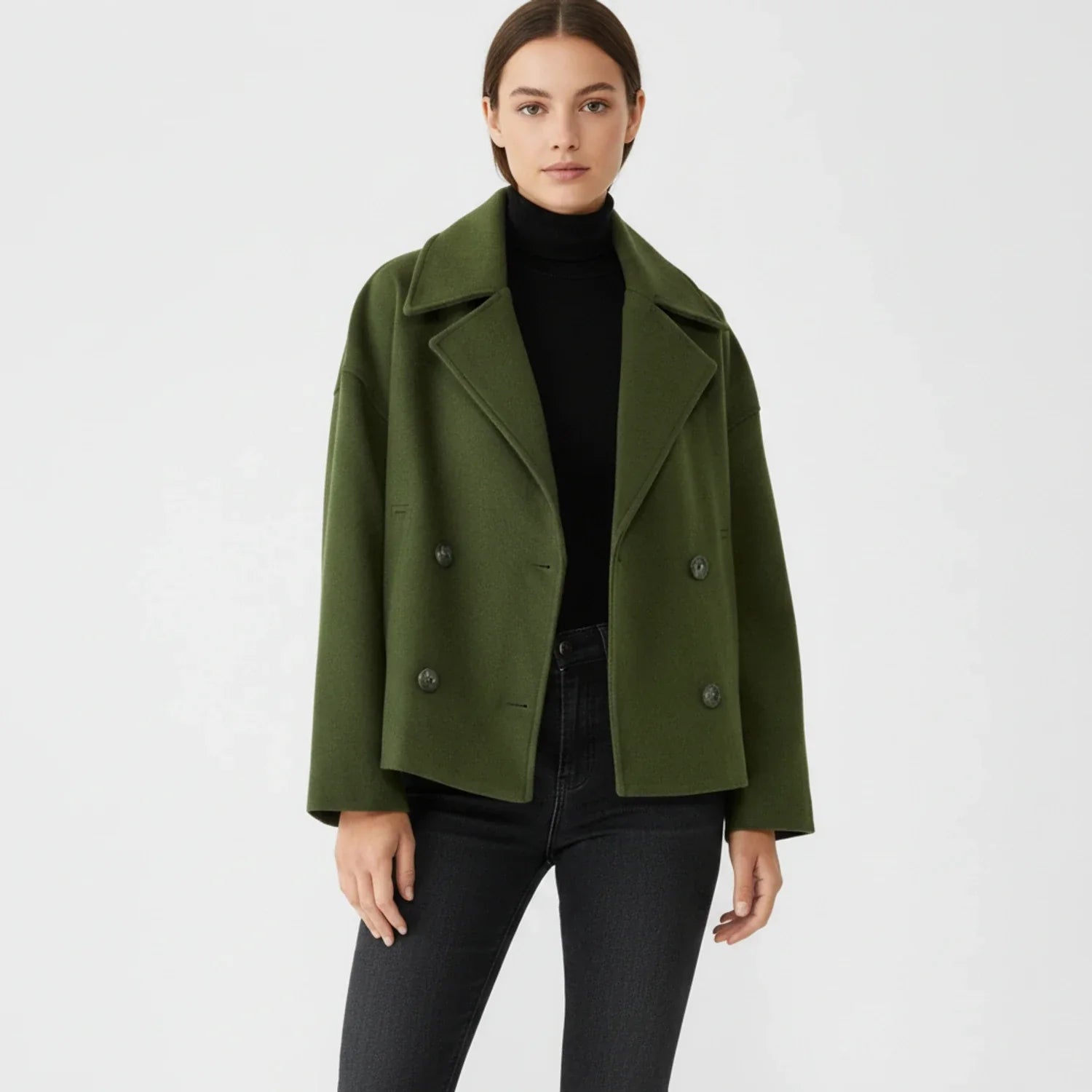Women's Cropped Trench-Style Peacoat
