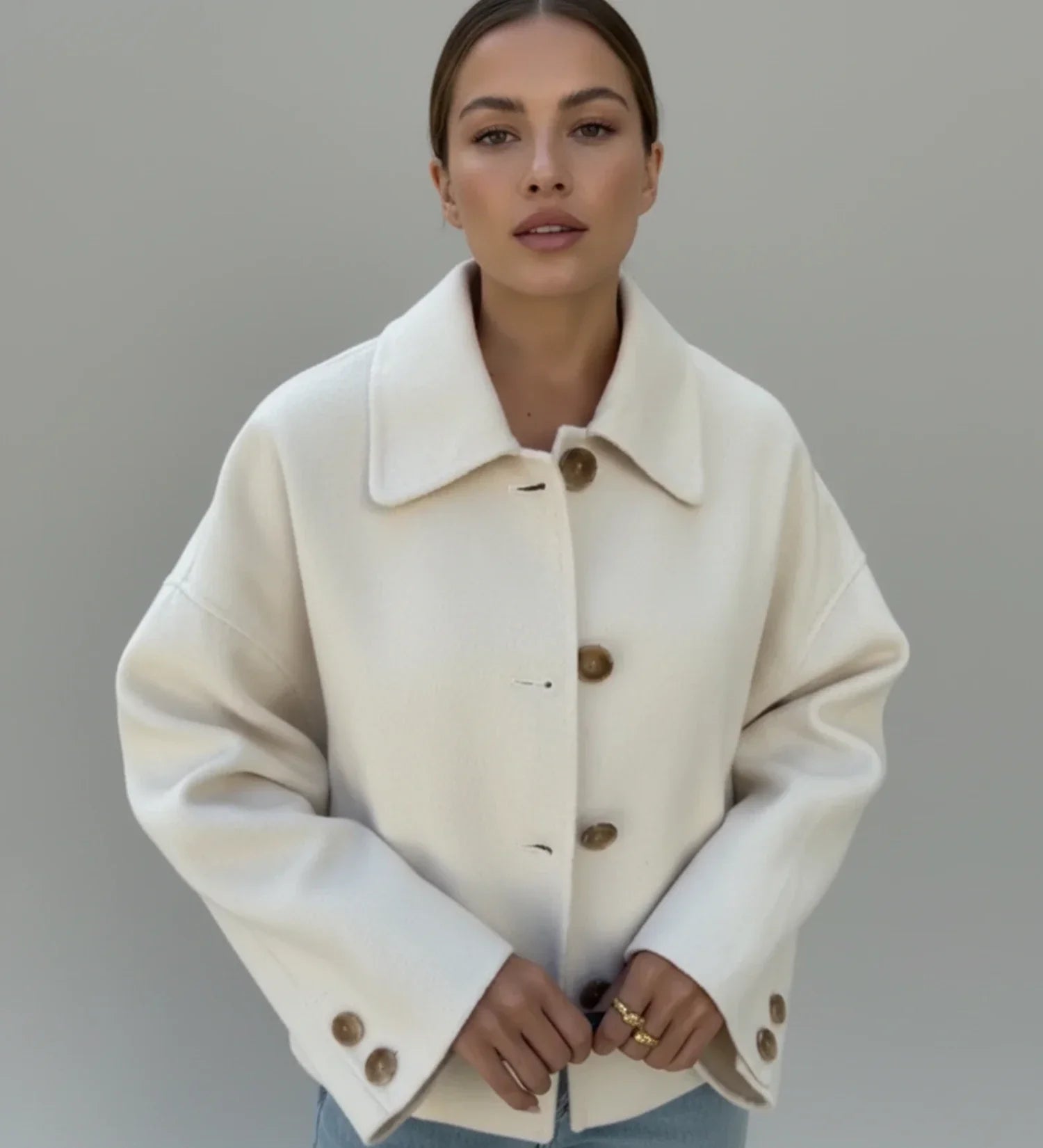 Women's Double-Breasted, Short-Cut Peacoat