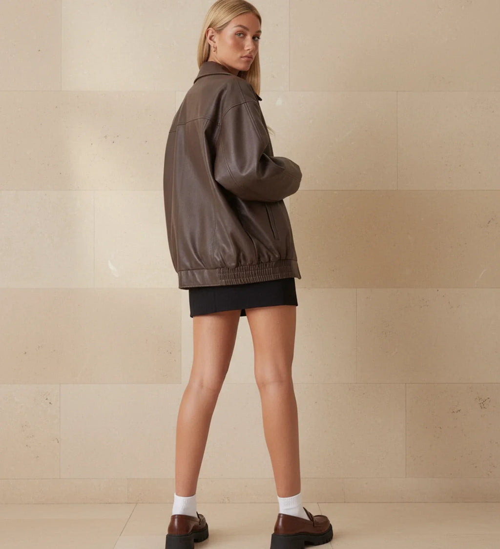 Women's Oversized Zip-Up Bomber Jacket