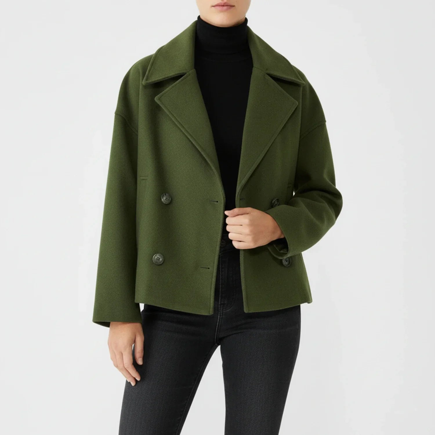 Women's Cropped Trench-Style Peacoat