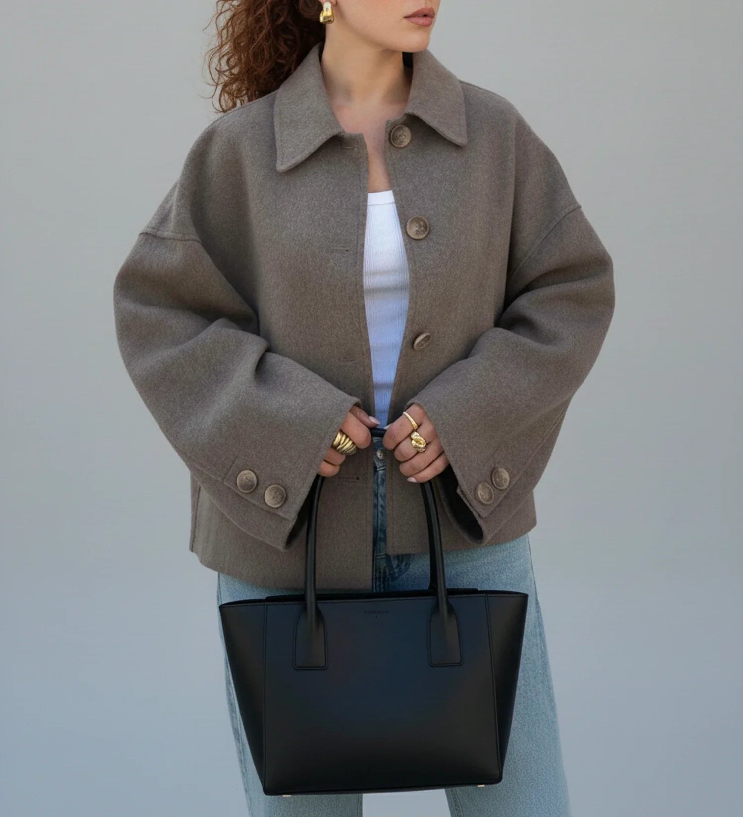 Women's Double-Breasted, Short-Cut Peacoat
