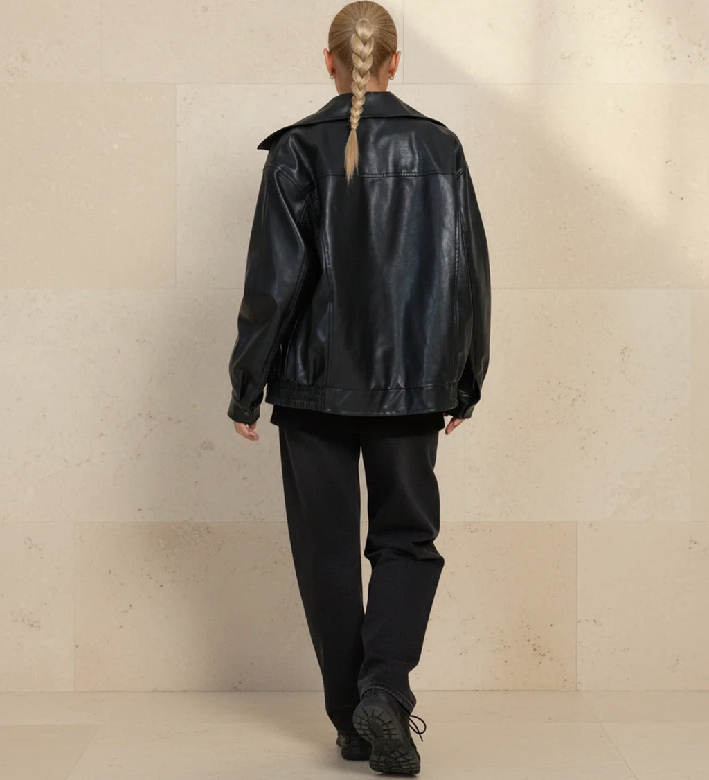 Women's Oversized Zip-Up Bomber Jacket