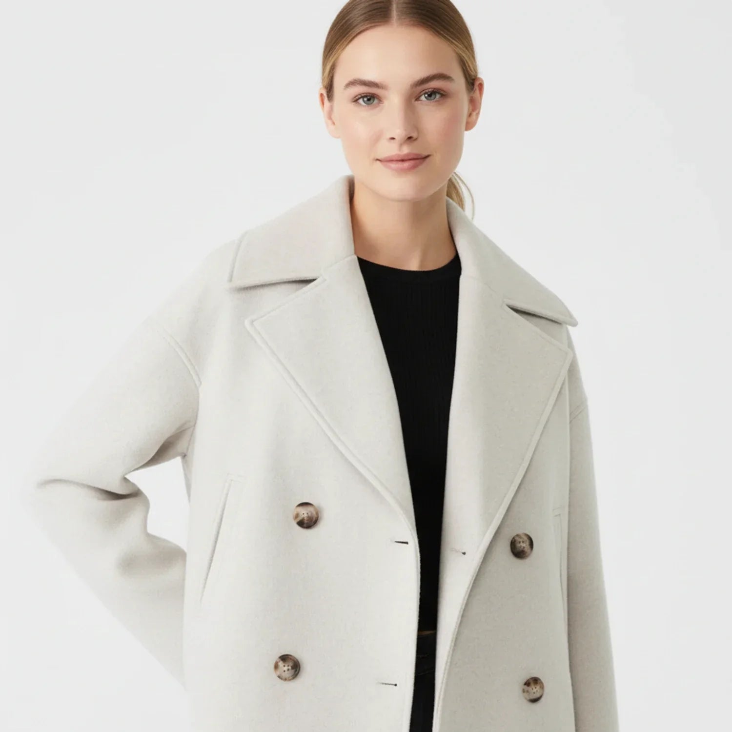 Women's Cropped Trench-Style Peacoat