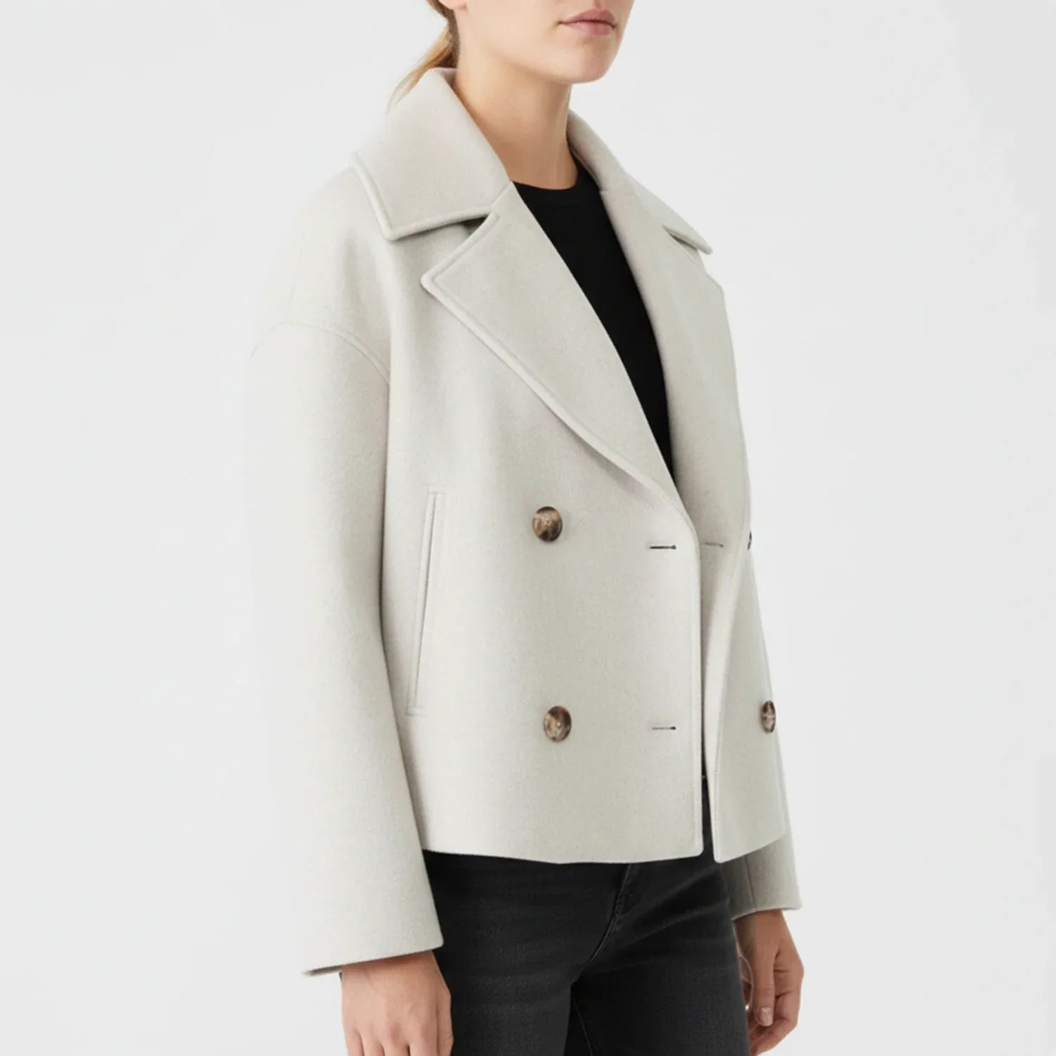 Women's Cropped Trench-Style Peacoat