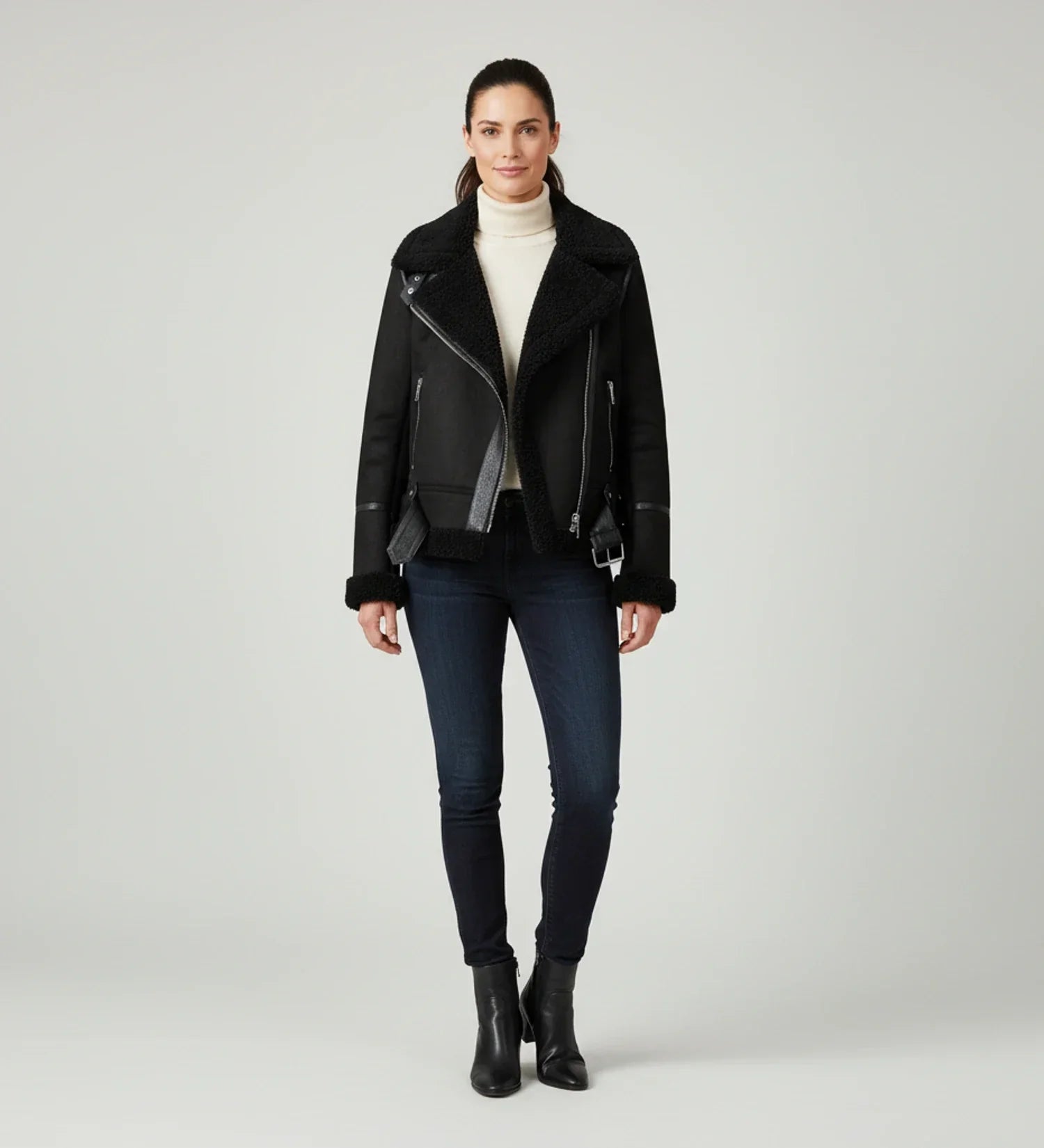 Women's Short Shearling Pilot Jacket