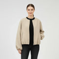 Women's Bomber Jacket with Balloon Sleeves and Zip