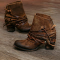 Victoria | Women's Boho Western Wrap-Strap Block-Heel Ankle Boots