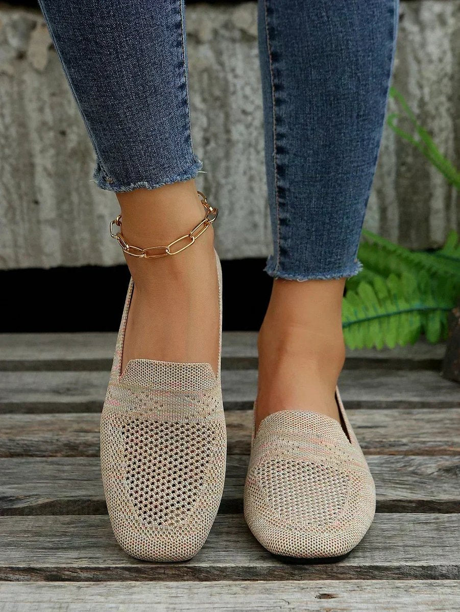 Camila | Women's Breathable Knit Slip-On Square-Toe Flat Loafers