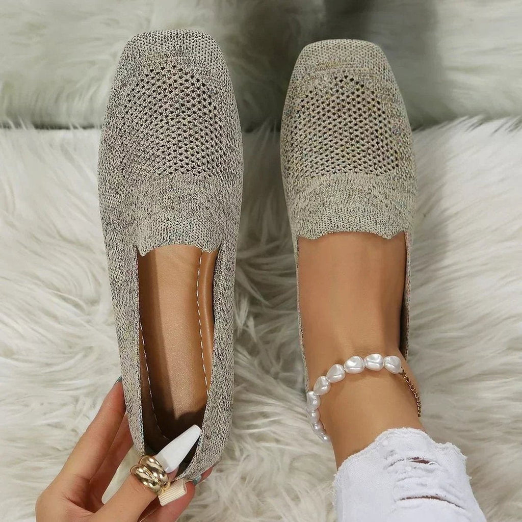 Camila | Women's Breathable Knit Slip-On Square-Toe Flat Loafers