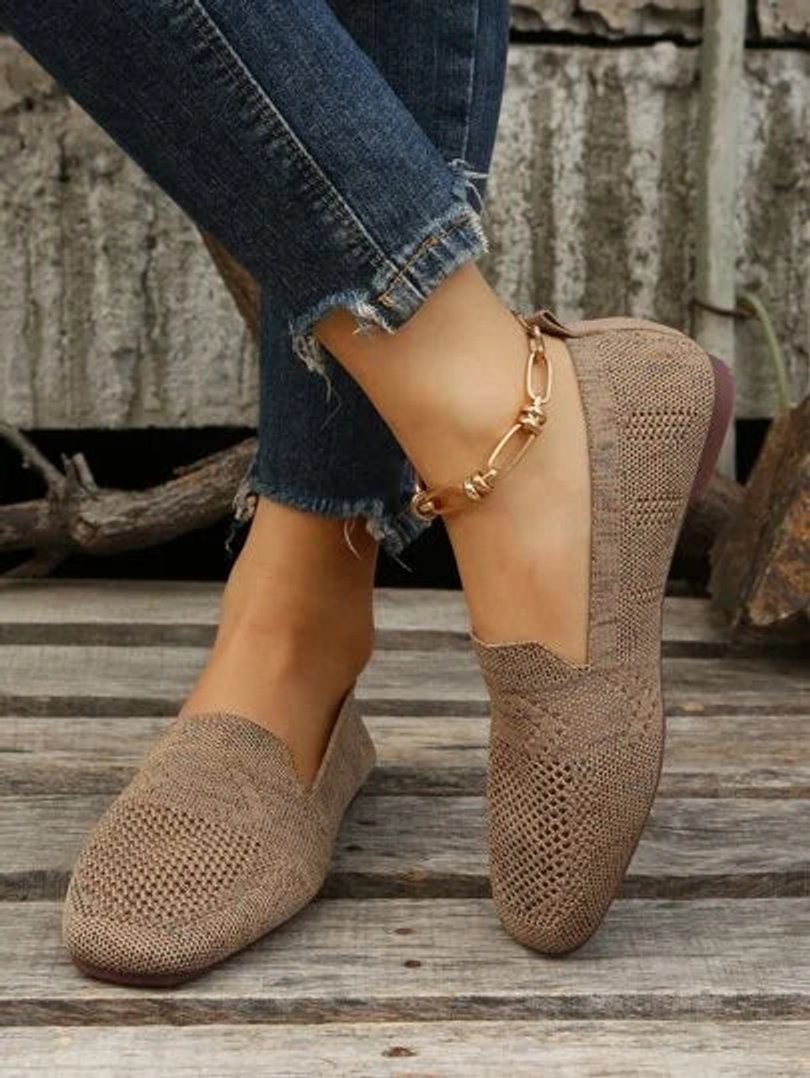 Camila | Women's Breathable Knit Slip-On Square-Toe Flat Loafers