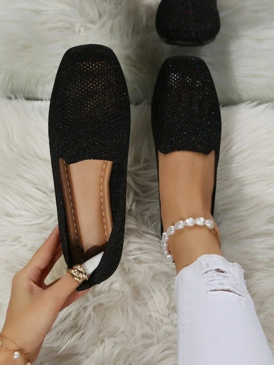Camila | Women's Breathable Knit Slip-On Square-Toe Flat Loafers