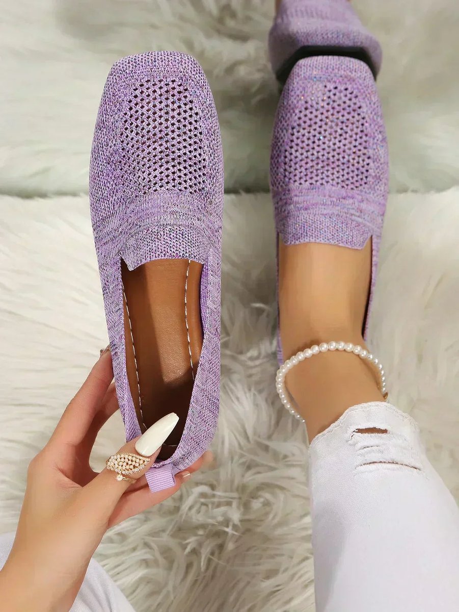 Camila | Women's Breathable Knit Slip-On Square-Toe Flat Loafers
