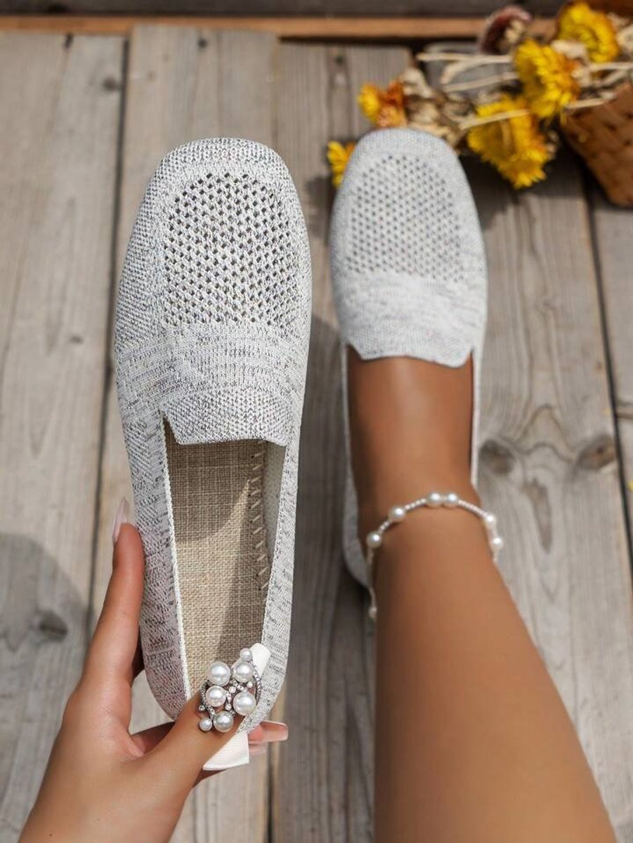 Camila | Women's Breathable Knit Slip-On Square-Toe Flat Loafers