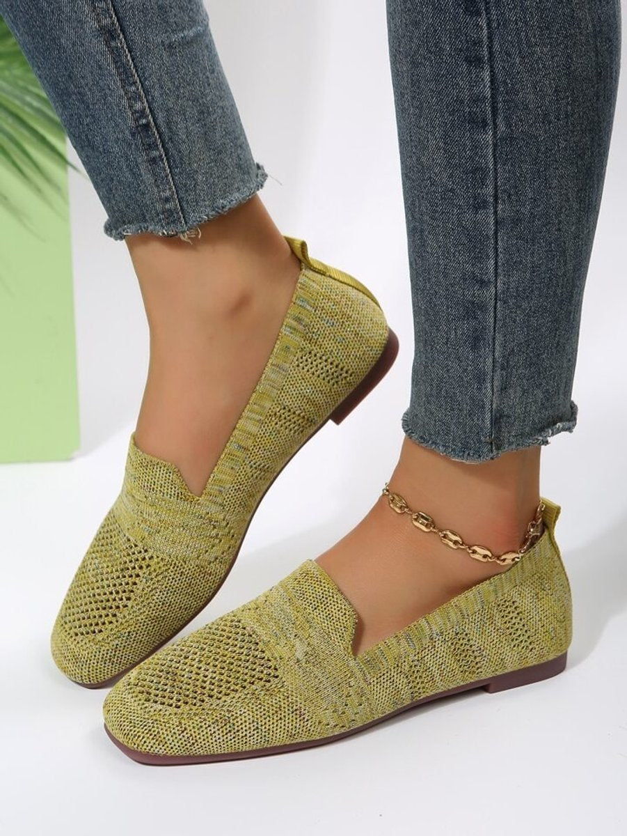 Camila | Women's Breathable Knit Slip-On Square-Toe Flat Loafers