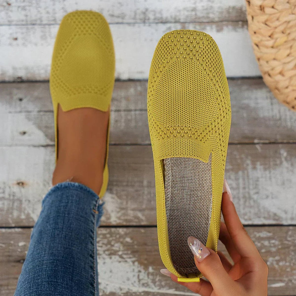 Camila | Women's Breathable Knit Slip-On Square-Toe Flat Loafers