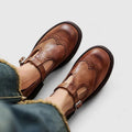 Mia | Women's Brogue Leather T-Strap Classic Boots