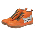 Sophia | Women's Cat Print Lace-Up High-Top Leather Ankle Boots
