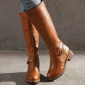 Aria | Women's Classic Buckle Side-Zip Knee-High Boots