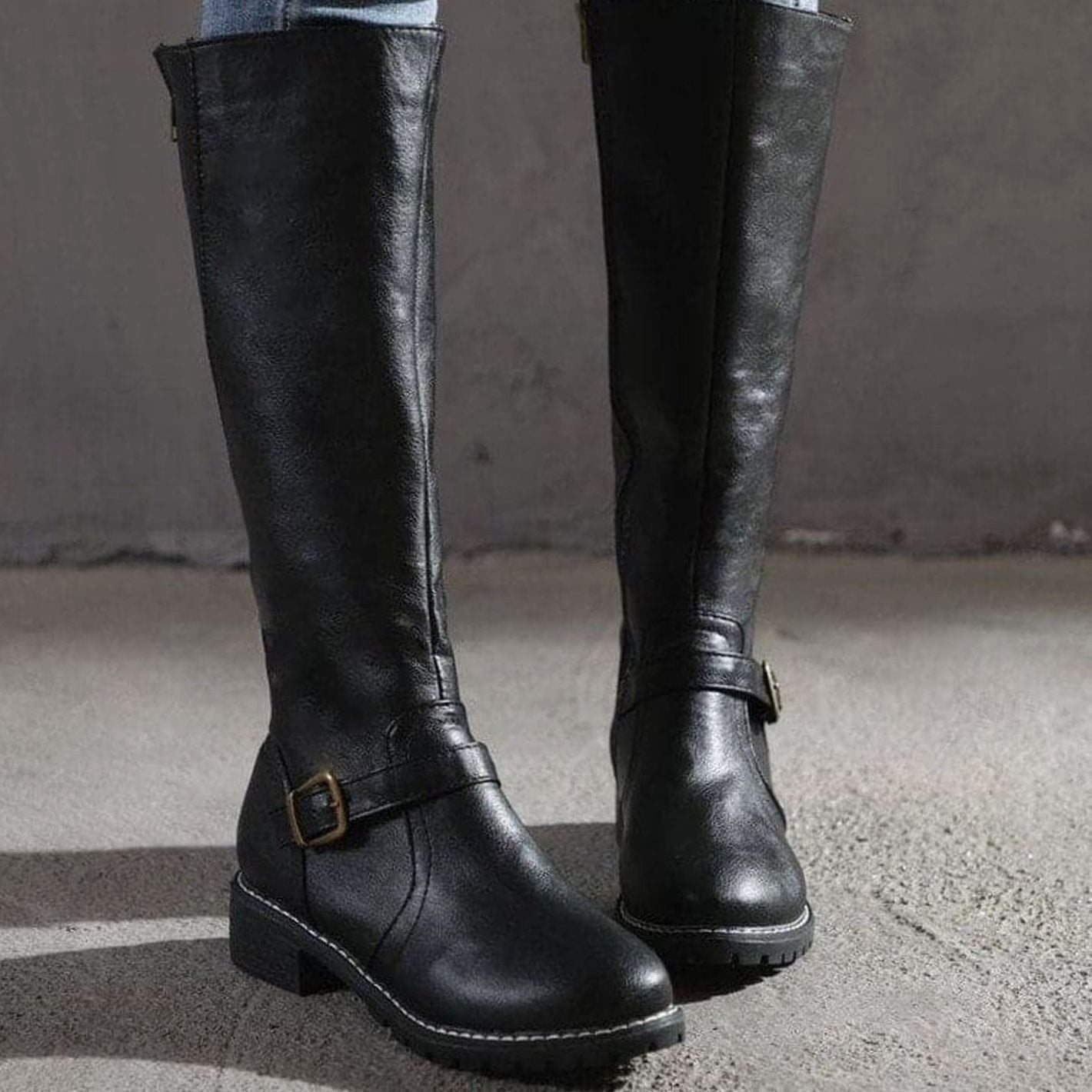 Aria | Women's Classic Buckle Side-Zip Knee-High Boots