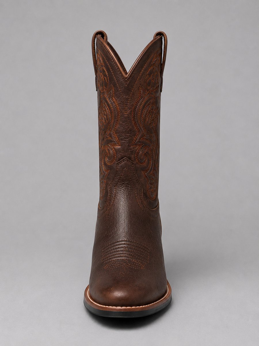Mia | Women's Embroidered Leather Western Ankle Boots Block Heel