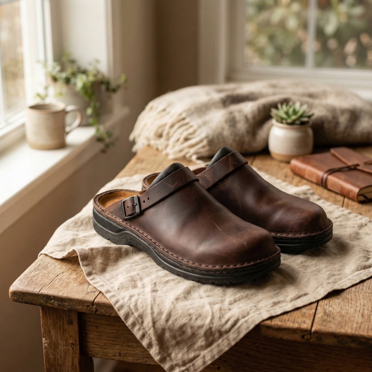 Harper | Women's Full-Grain Leather Ergonomic Slip-On Clogs