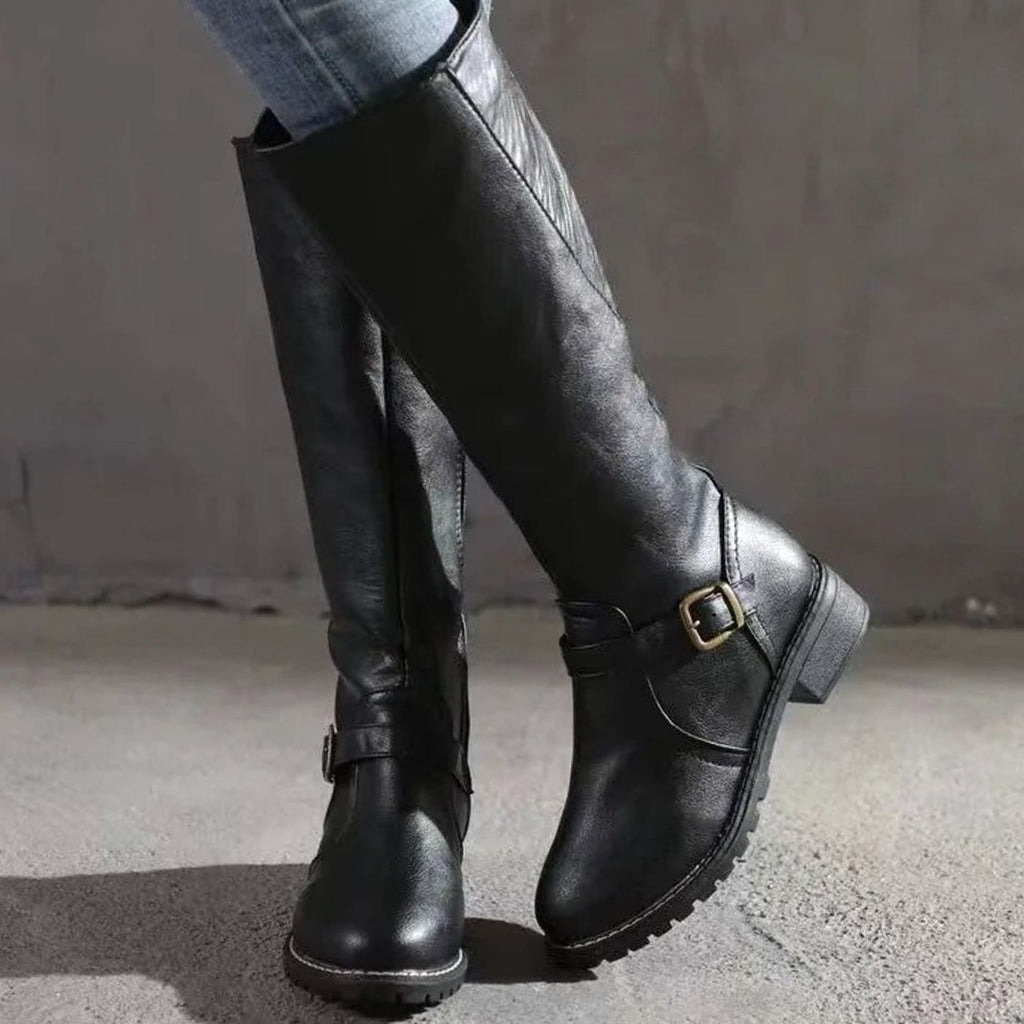 Scarlett | Women's Knee-High Buckle-Strap Orthopedic Leather Boots