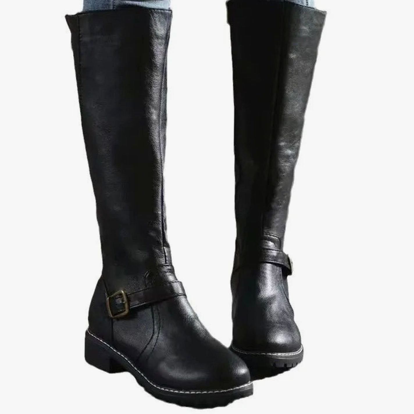 Scarlett | Women's Knee-High Buckle-Strap Orthopedic Leather Boots