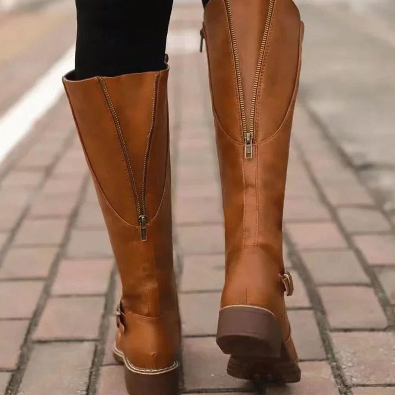 Scarlett | Women's Knee-High Buckle-Strap Orthopedic Leather Boots