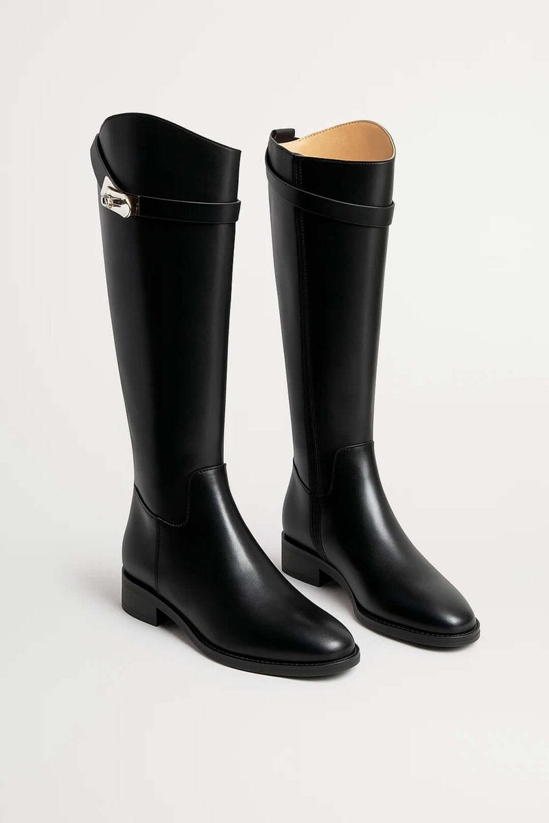 Harper | Women's Knee-High Leather Riding Boots Buckle Detail