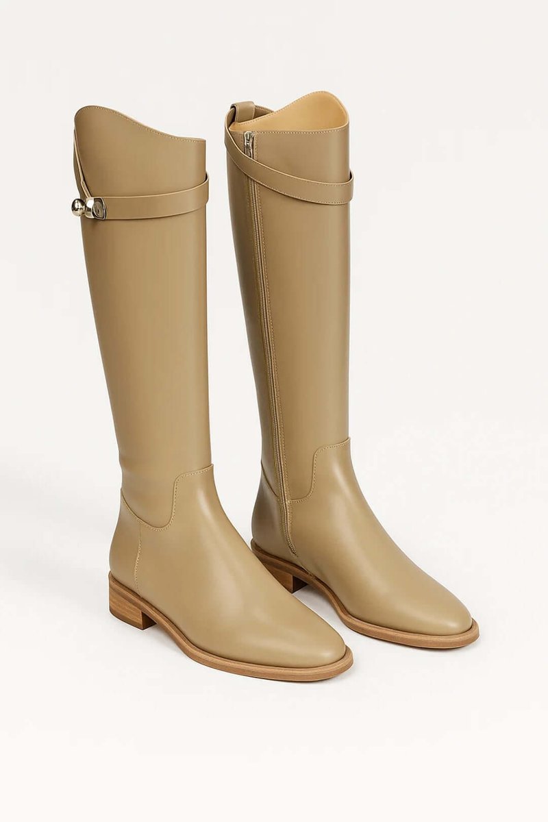 Harper | Women's Knee-High Leather Riding Boots Buckle Detail