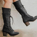Isabella | Women's Lace-Up Block Heel Knee-High Boots