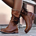 Aria | Women's Lace-Up Leather-Look Mid-Calf Ankle Boots