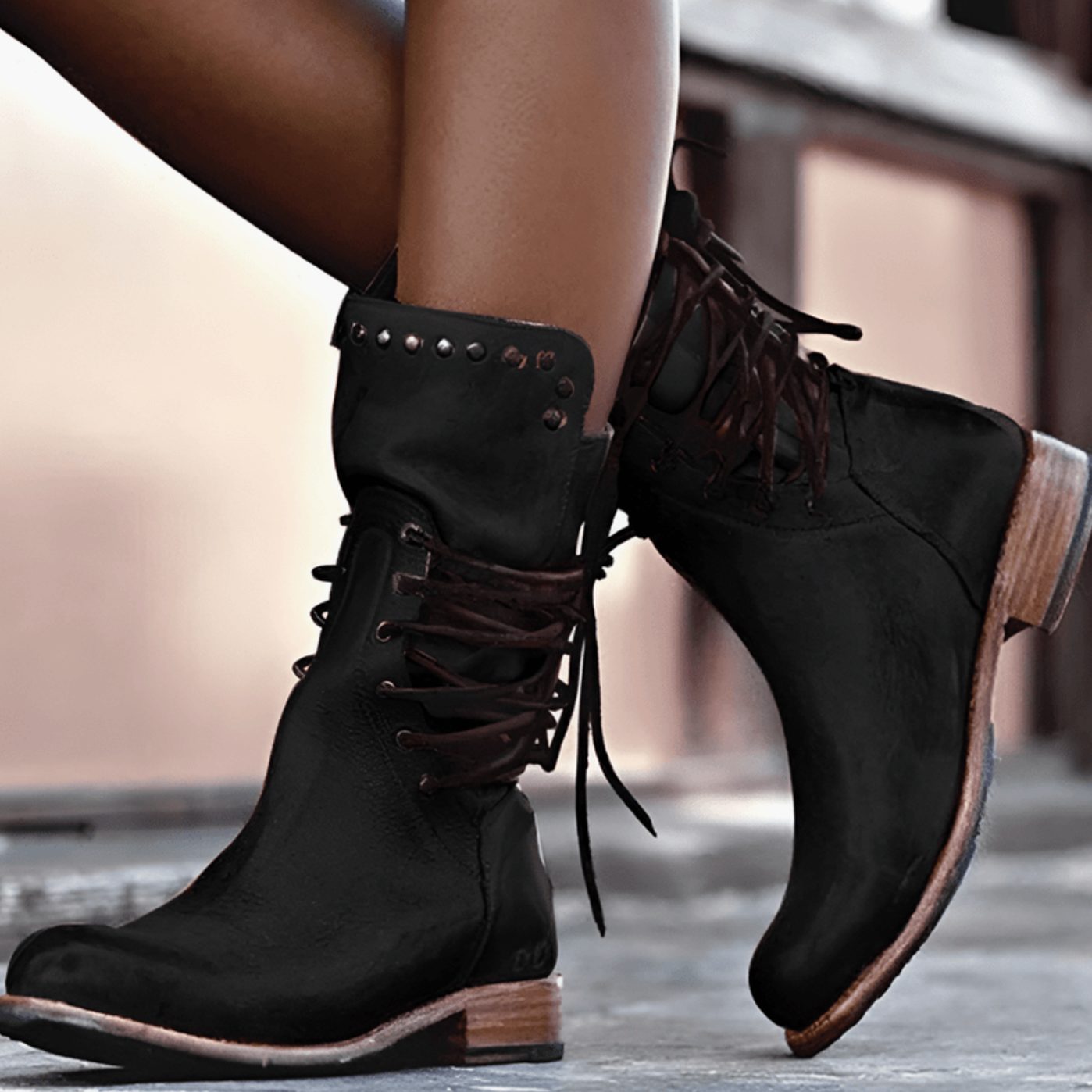 Aria | Women's Lace-Up Leather-Look Mid-Calf Ankle Boots