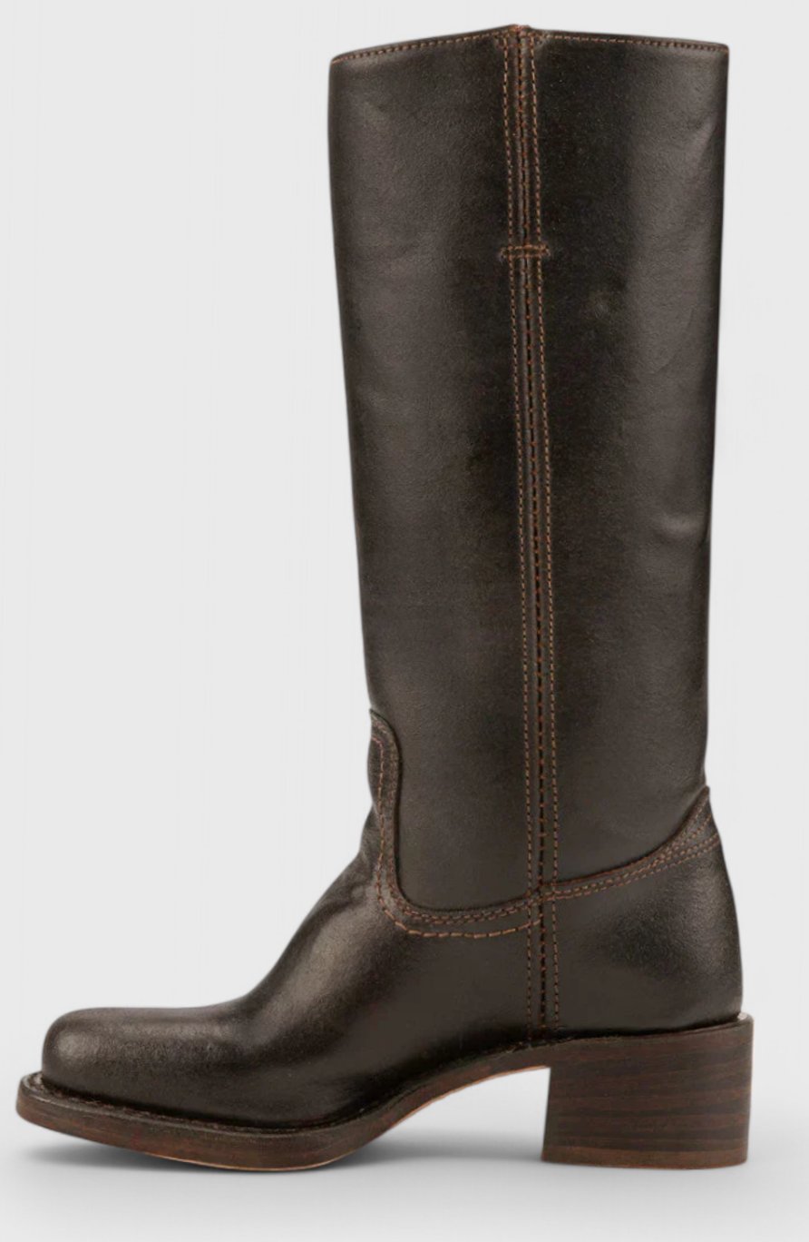 Penelope | Women's Leather Stacked-Heel Knee-High Boots