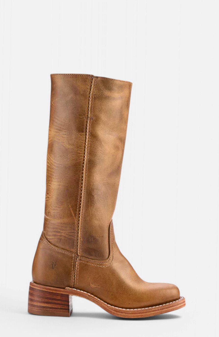 Penelope | Women's Leather Stacked-Heel Knee-High Boots