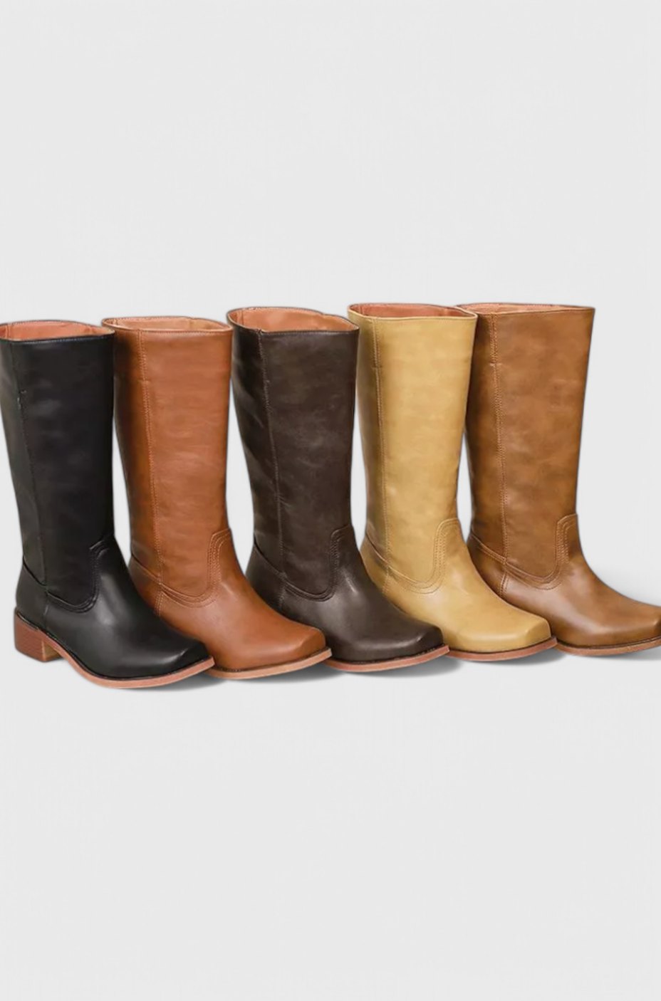 Penelope | Women's Leather Stacked-Heel Knee-High Boots