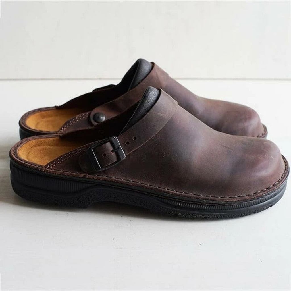 Eleanor | Women's Orthopedic Leather Slip-On Clogs Mules