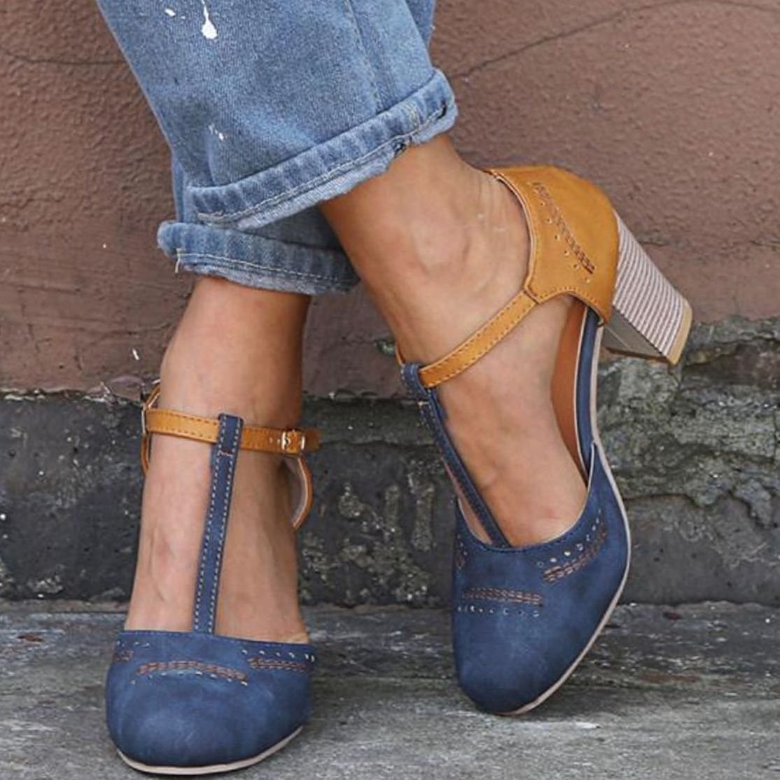 Harper | Women's Orthopedic T-Strap Block Heeled Shoes