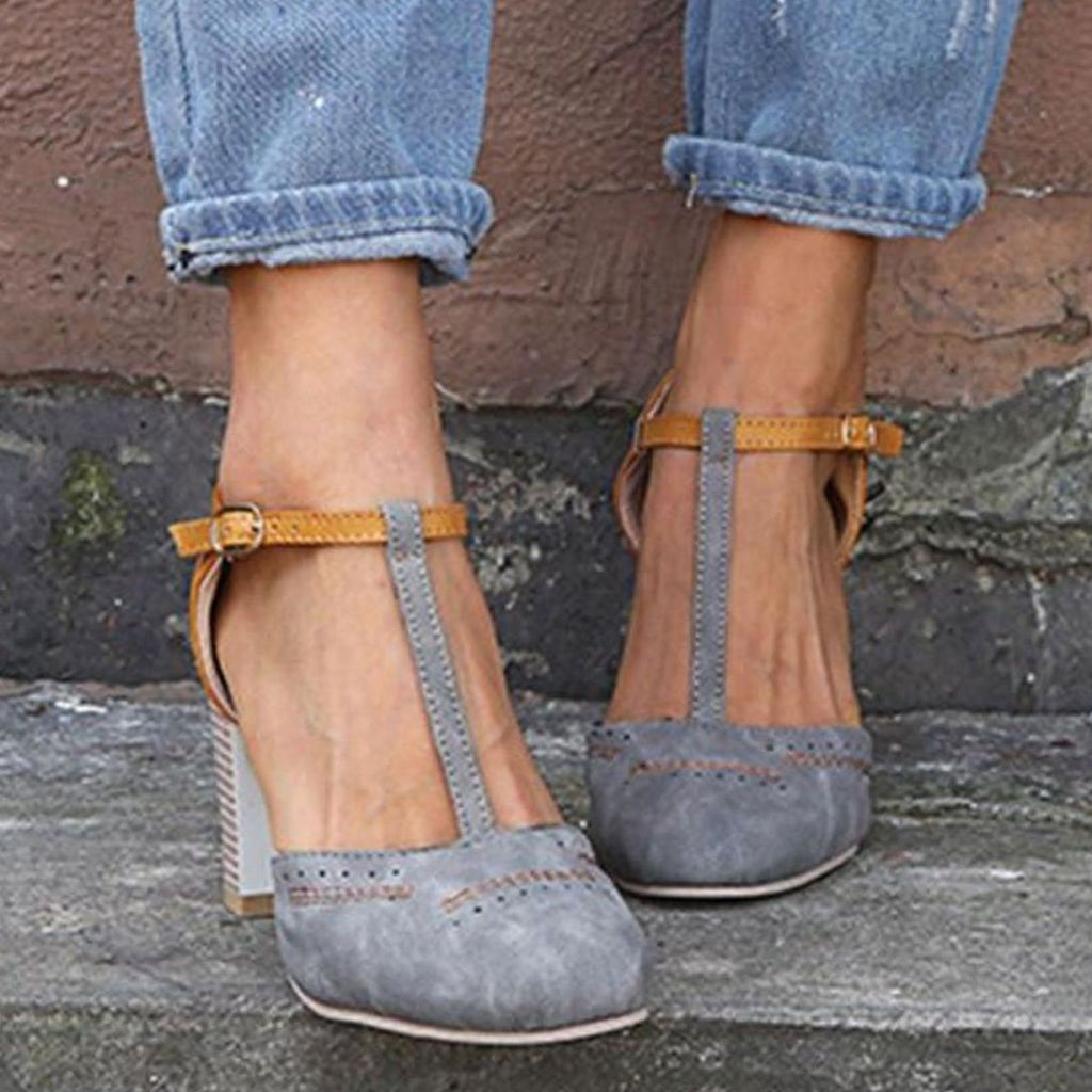Harper | Women's Orthopedic T-Strap Block Heeled Shoes